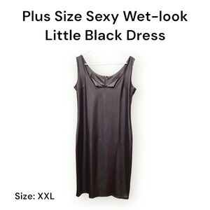 Plus Size Wet-Look Little Black Dress